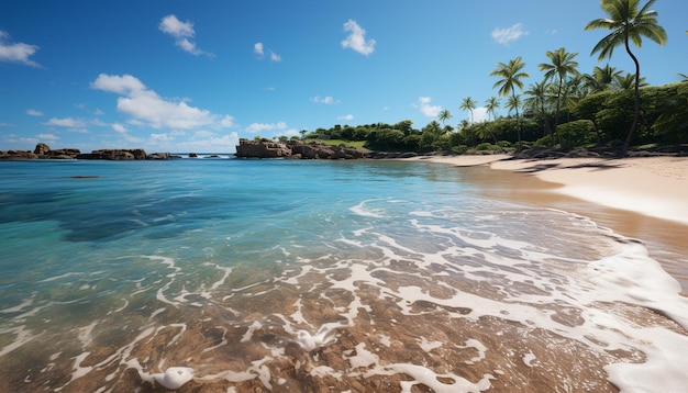 Foto gratuita costiere tropicali acque turchesi palme paradiso per le vacanze generato da intelligenza artificiale