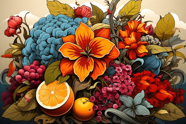 Foto gratuita illustrazione di clipart di fiori tropicali