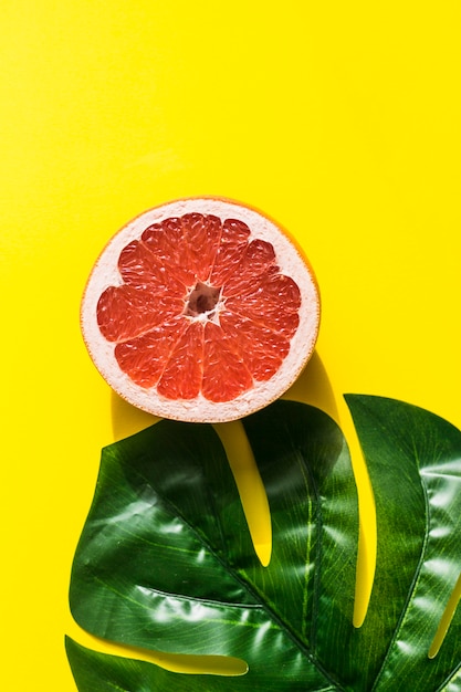 Tropical fruit and leaf