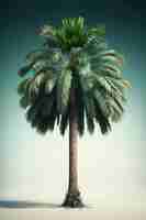 Free photo tropical green palm tree isolated on gradient background