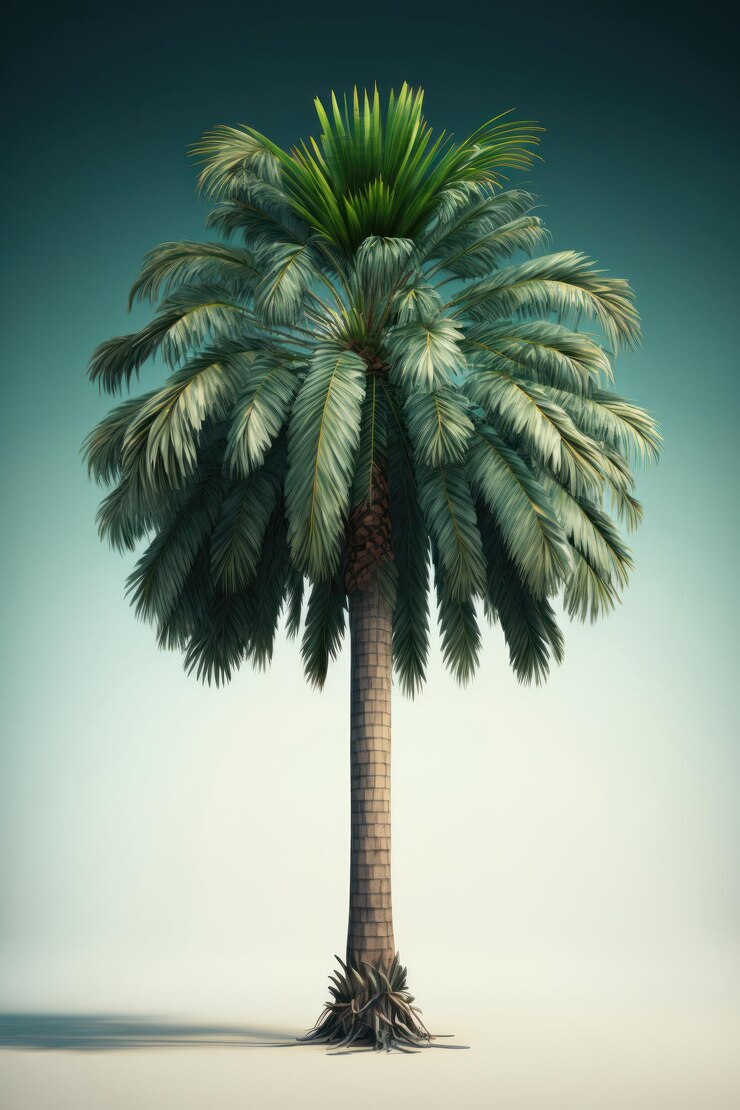 Free Photo tropical green palm tree isolated on gradient background