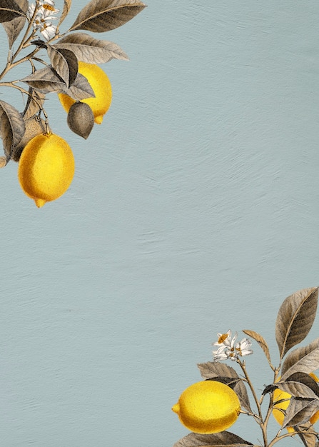 Free photo tropical lemon on a blue background vector