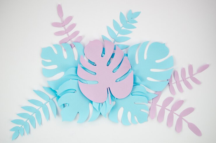 Free Photo tropical plants in the style of cut paper