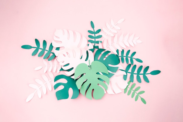 Tropical plants in the style of cut paper