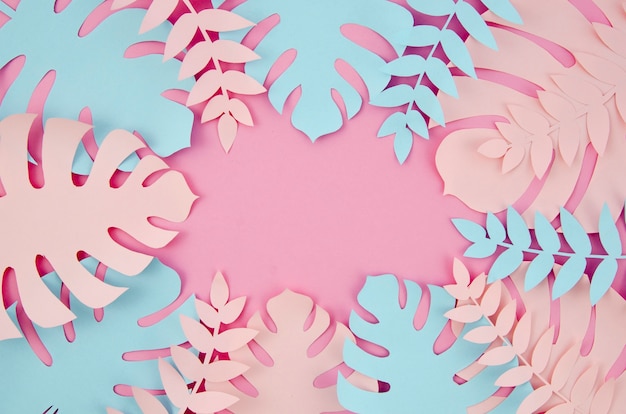 Free photo tropical plants in the style of cut paper