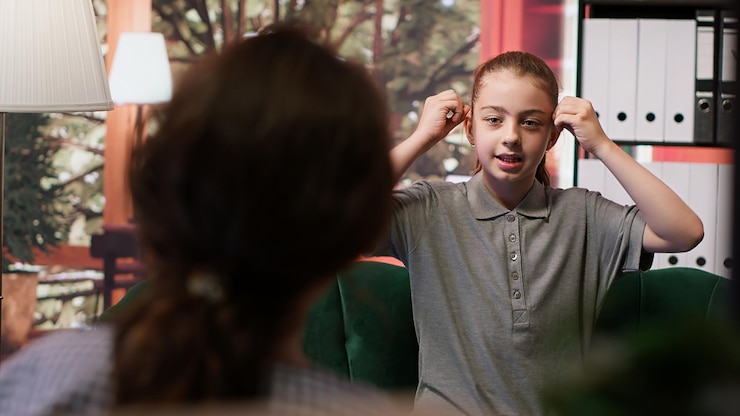 Free Photo troubled teen expressing anxiety and mental health issues during therapy