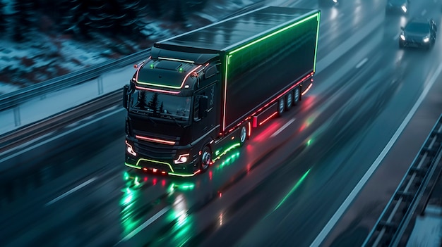 무료 사진 truck and logistics operation at dusk