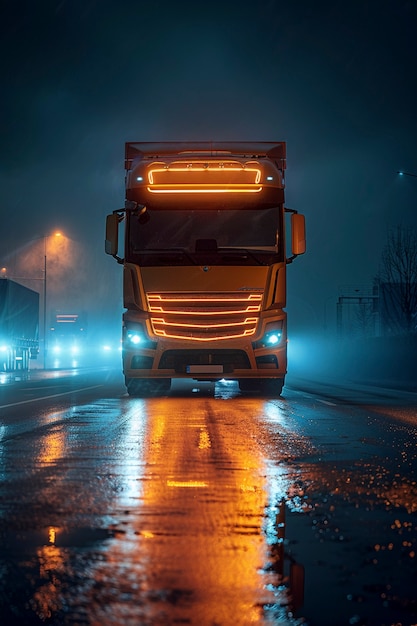 Бесплатное фото truck and logistics operations at dusk