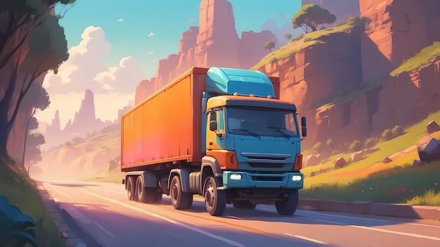 Free photo truck digital art illustration