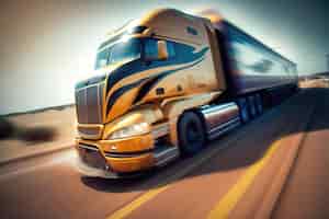 Foto gratuita camion sulla strada in motion blur immagine concettuale