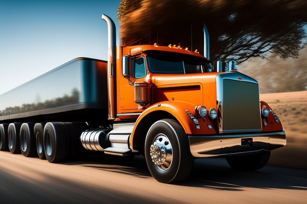 Foto gratuita un camion con un rimorchio sulla strada