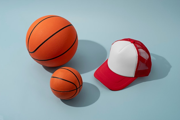 Trucker hat with basketball