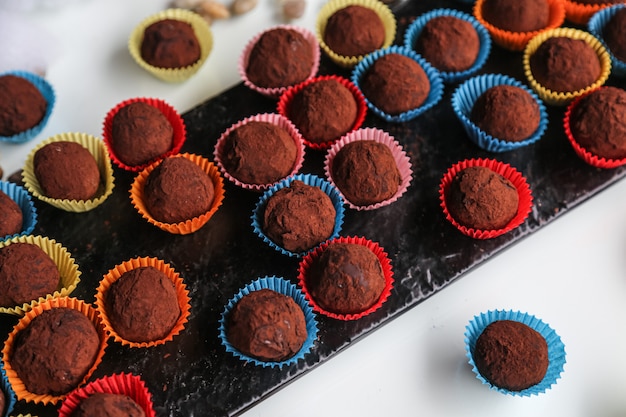 Truffles with cocoa powder