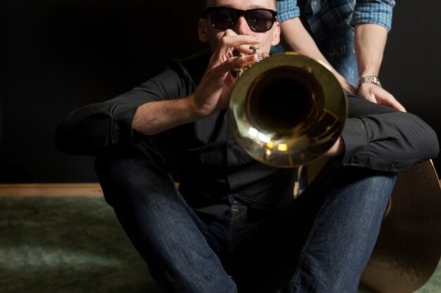 Trumpet player with sunglasses