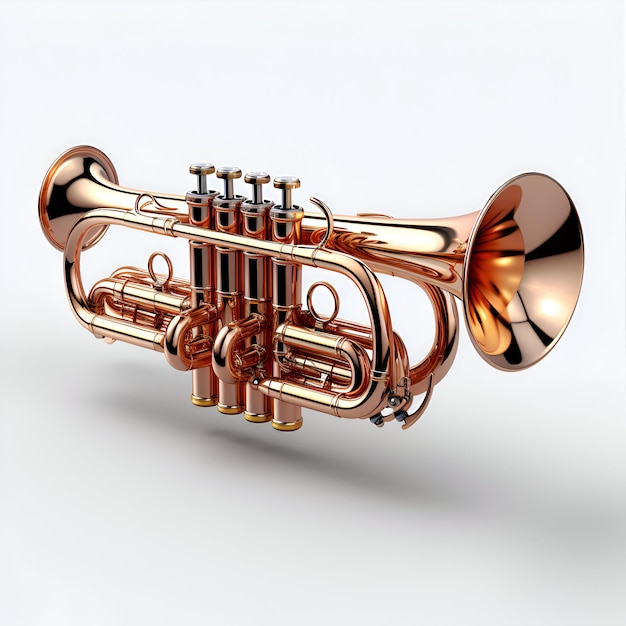 Free photo trumpet on a white background 3d image vintage style