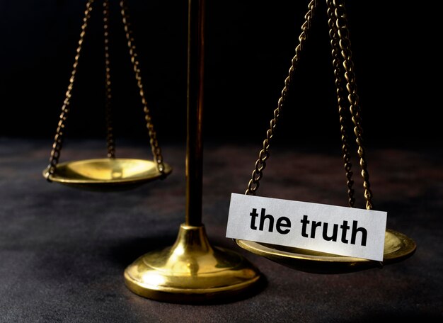 Truth concept arrangement with balance