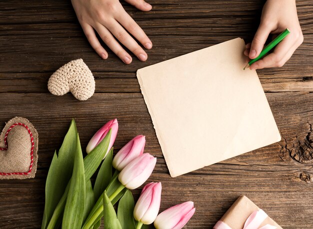 Tulips and greeting card