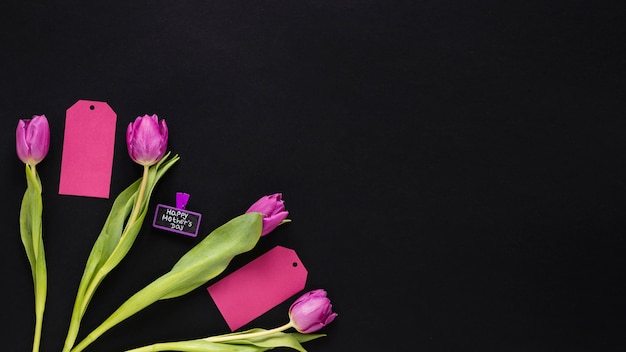 Free photo tulips with happy mothers day inscription