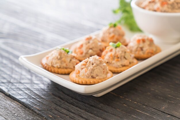 tuna spread with cracker