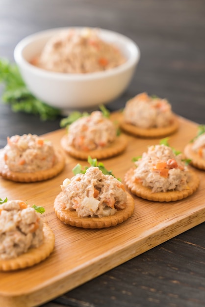 tuna spread with cracker