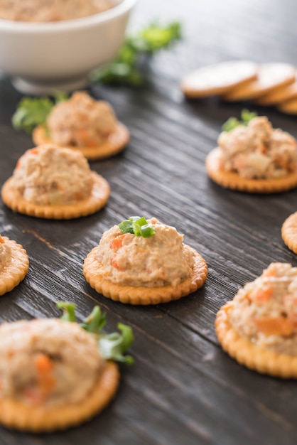 tuna spread with cracker