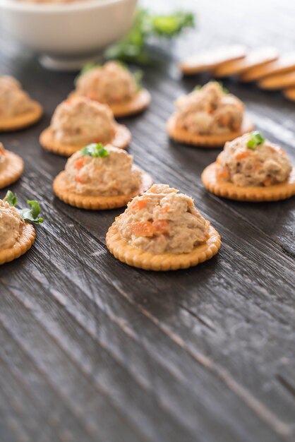 tuna spread with cracker