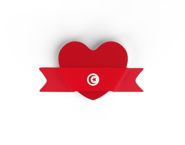 튀니지 국기 하트 배너