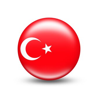 白い影と球のトルコの国旗-イラスト