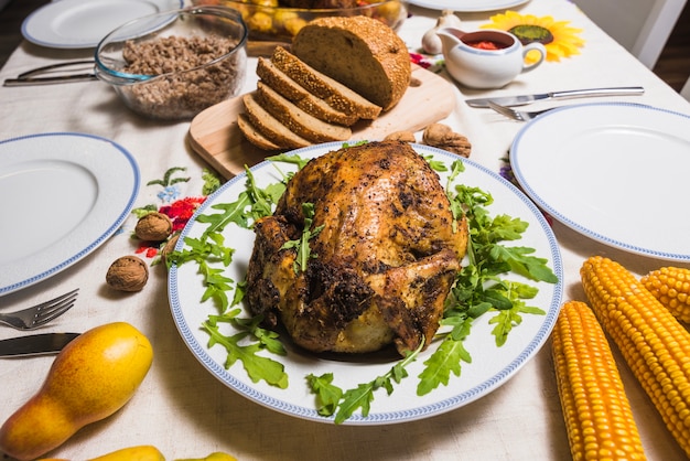 Turkey on dish for thanksgiving