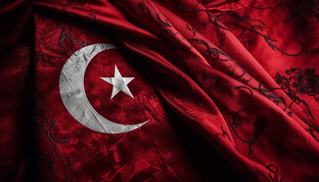 AI가 생성한 실크 배경에 애국심을 상징하는 터키 국기