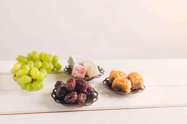 Turkish sweets and grapes