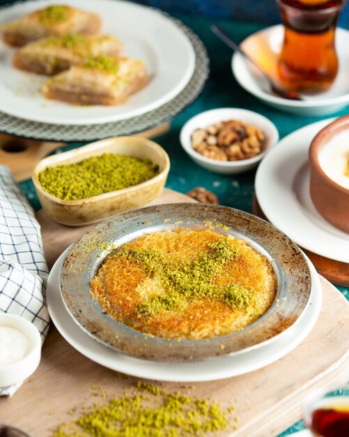 Turkish traditional kunefe in the plate