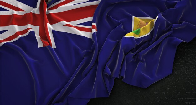 Turks and Caicos Islands Flag Wrinkled On Dark Background 3D Render