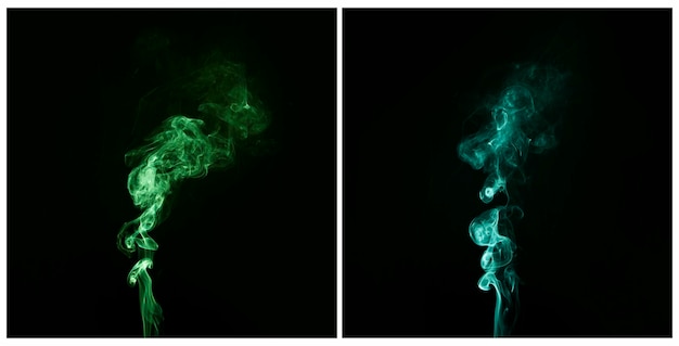 Turquoise and green smoke overlay on black background