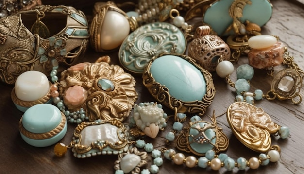 Free photo turquoise jewelry collection a gift of elegance generated by ai