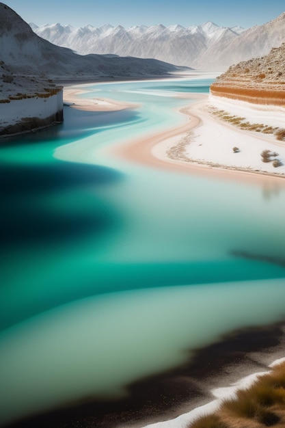 Free photo a turquoise river in the desert