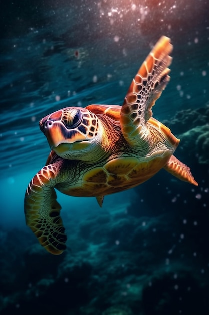 Free photo turtles swimming in ocean