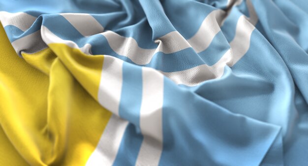 Tuva Flag Ruffled Beautifully Waving Macro Close-Up Shot