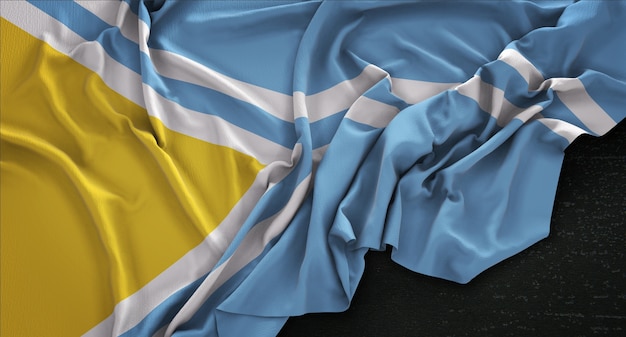 Free photo tuva flag wrinkled on dark background 3d render