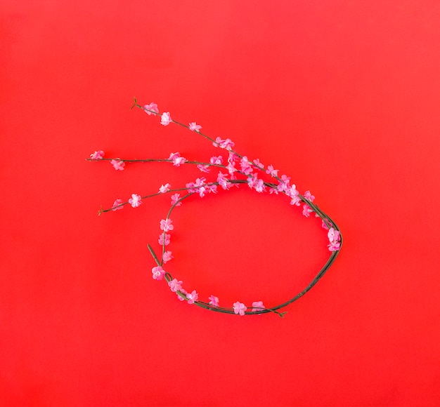 Twig with flowers in form of circle
