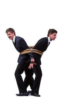 Premium Photo Twin Brothers Tied Up With Rope Isolated On The White Premium Photo Twin Brothers Tied Up With Rope Isolated On The White
