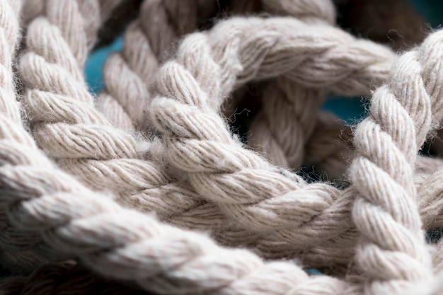 Twine strong white rope close-up
