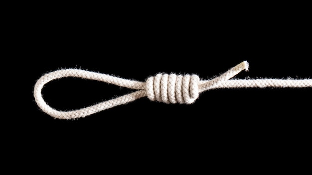 Free photo twisted cotton rope hangman knot