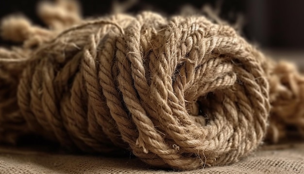 Twisted fiber rope tied knot for nautical vessel generated by AI