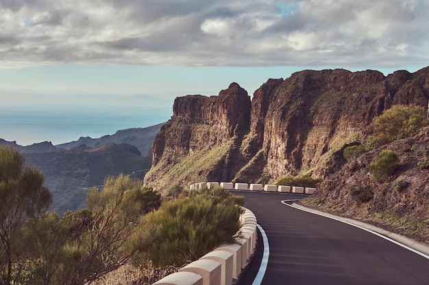 Twisting and winding roads going up the mountains. Philippine Islands.