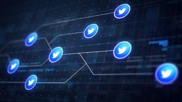 Twitter Icon Line Connection of Circuit Board