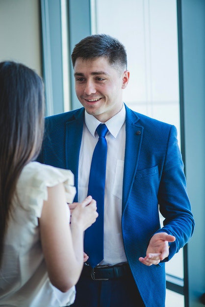 Two businesspersons conversating