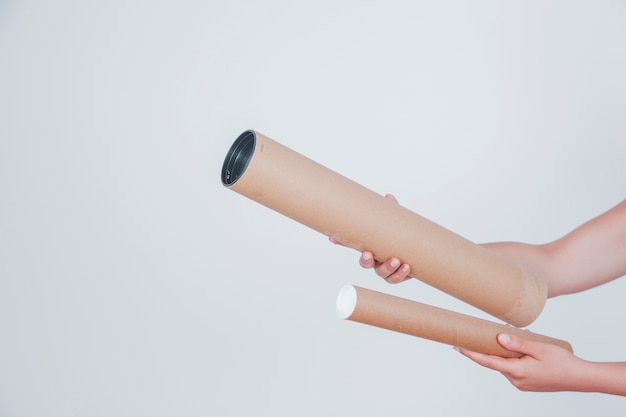 Free photo two cardboard tubes