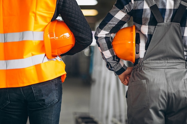 Two colleagues at a factory