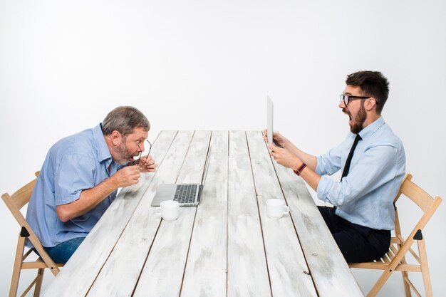 The two colleagues working together  at office